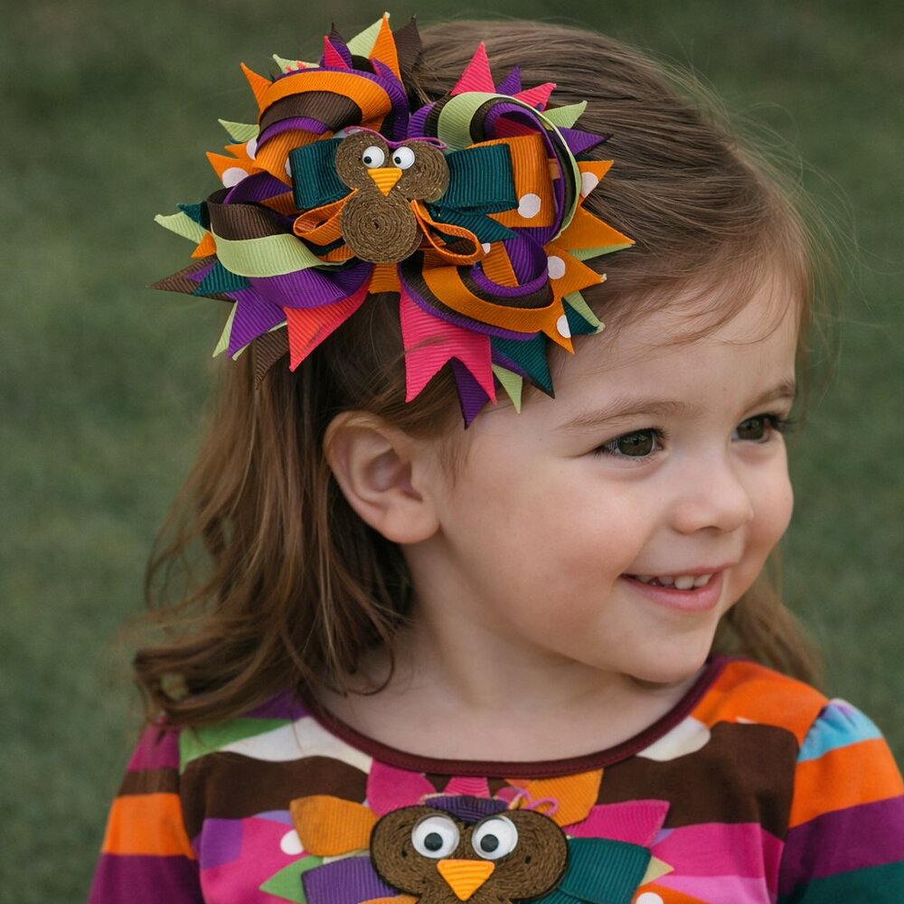 Handcrafted Boutique Adorable Googly-Eyed Owl Hair Bow on Pinch Clip Girls  NWOT